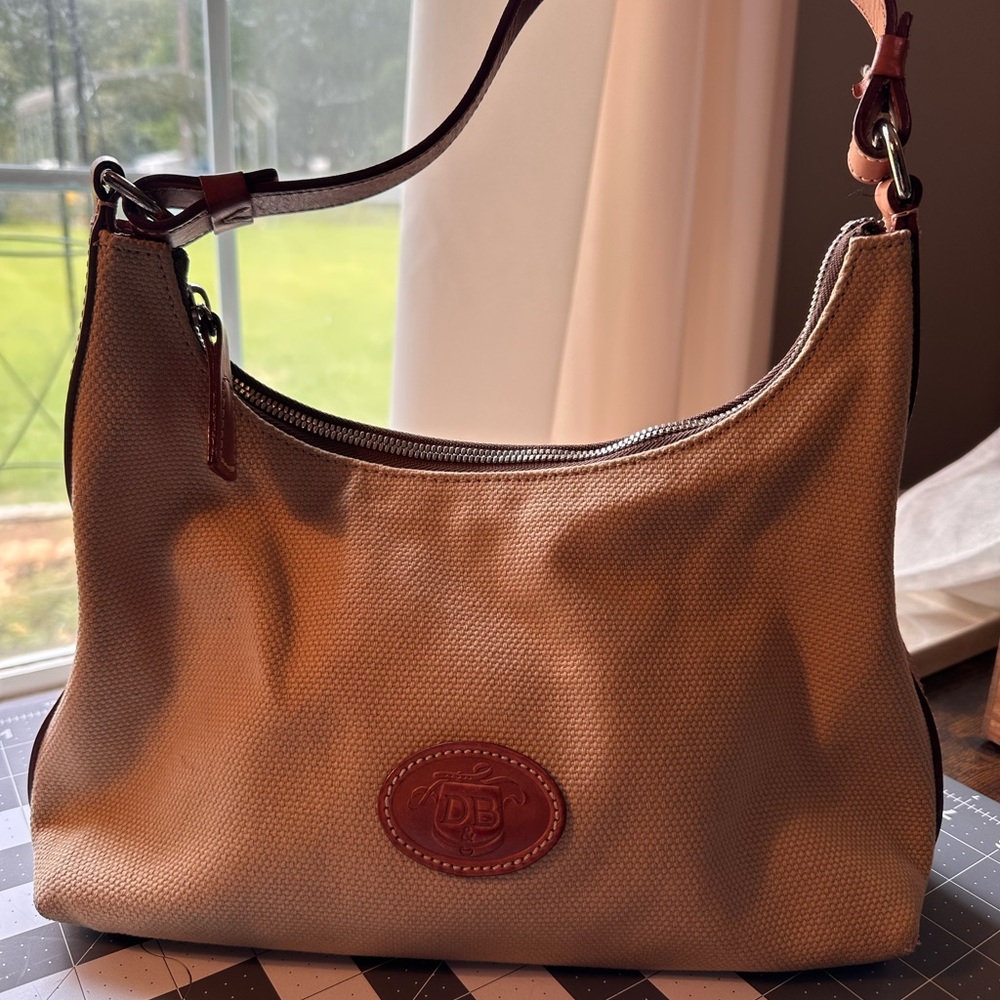 Dooney & Bourke Tan and Brown Leather Shoulder Bag